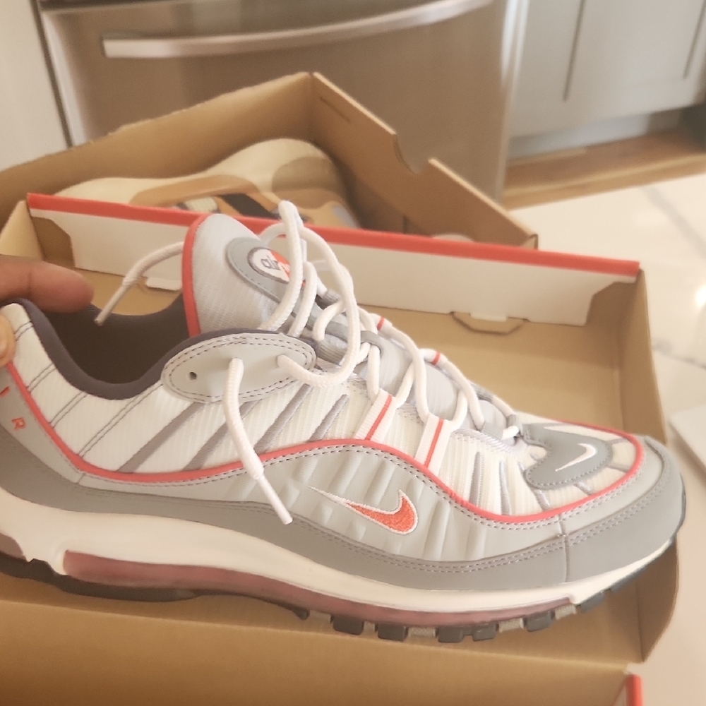 Nike Air Max 98 White and Gray Sneakers